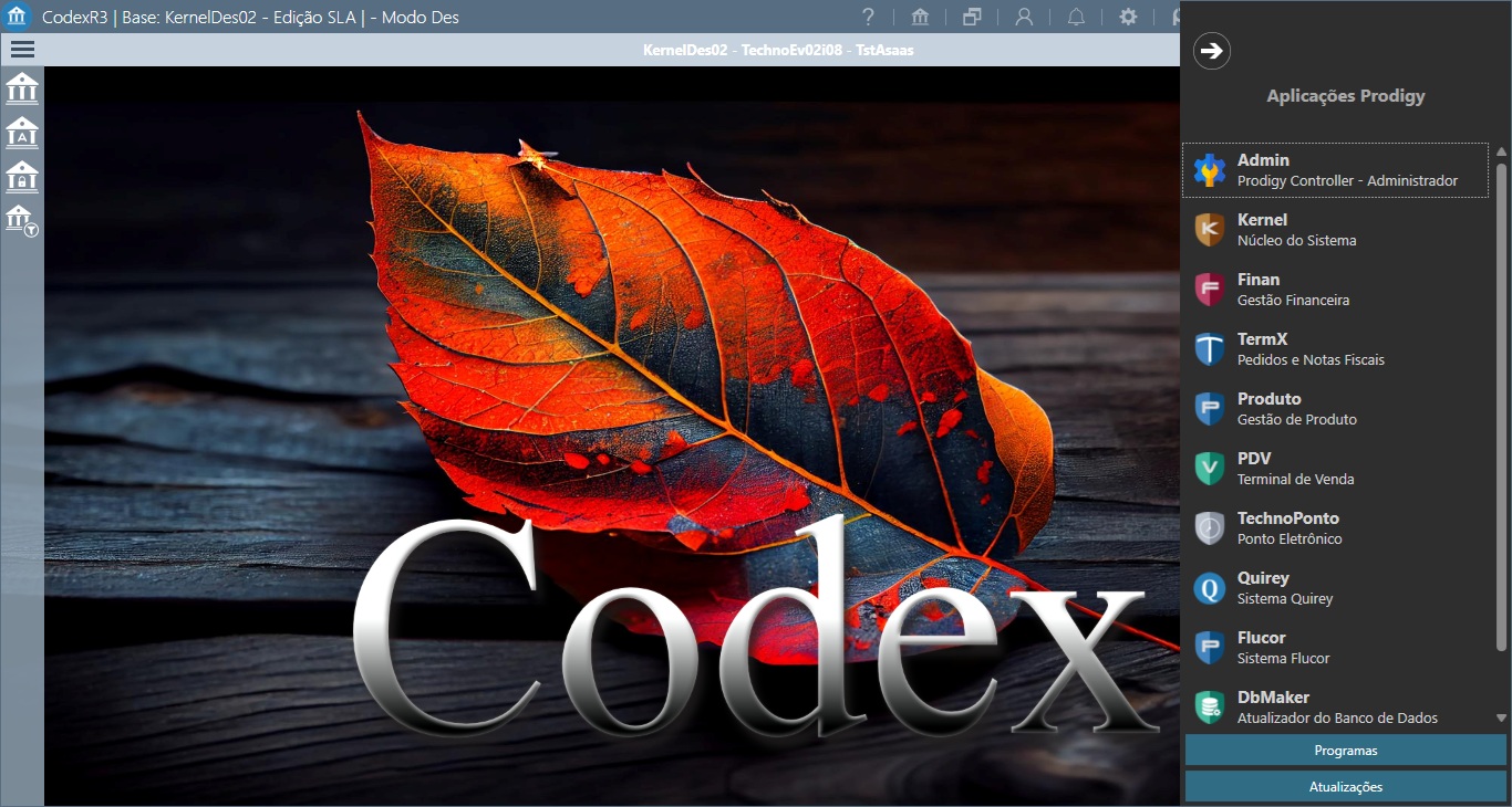 Tela do Codex Integrador do Prodigy