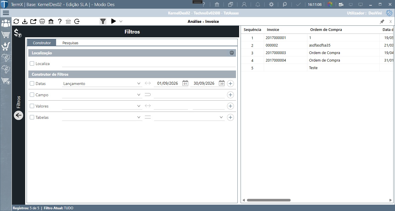 Análise de Invoices no TermX