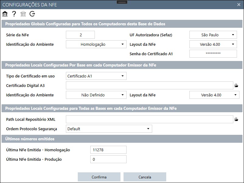 Configurações da NF-e no TermX